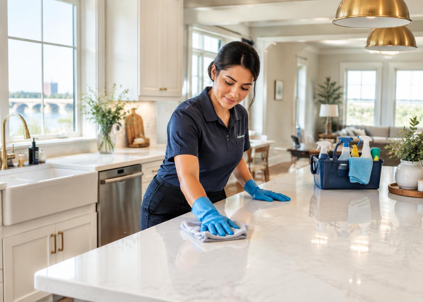 Professional deep cleaning in a bright kitchen