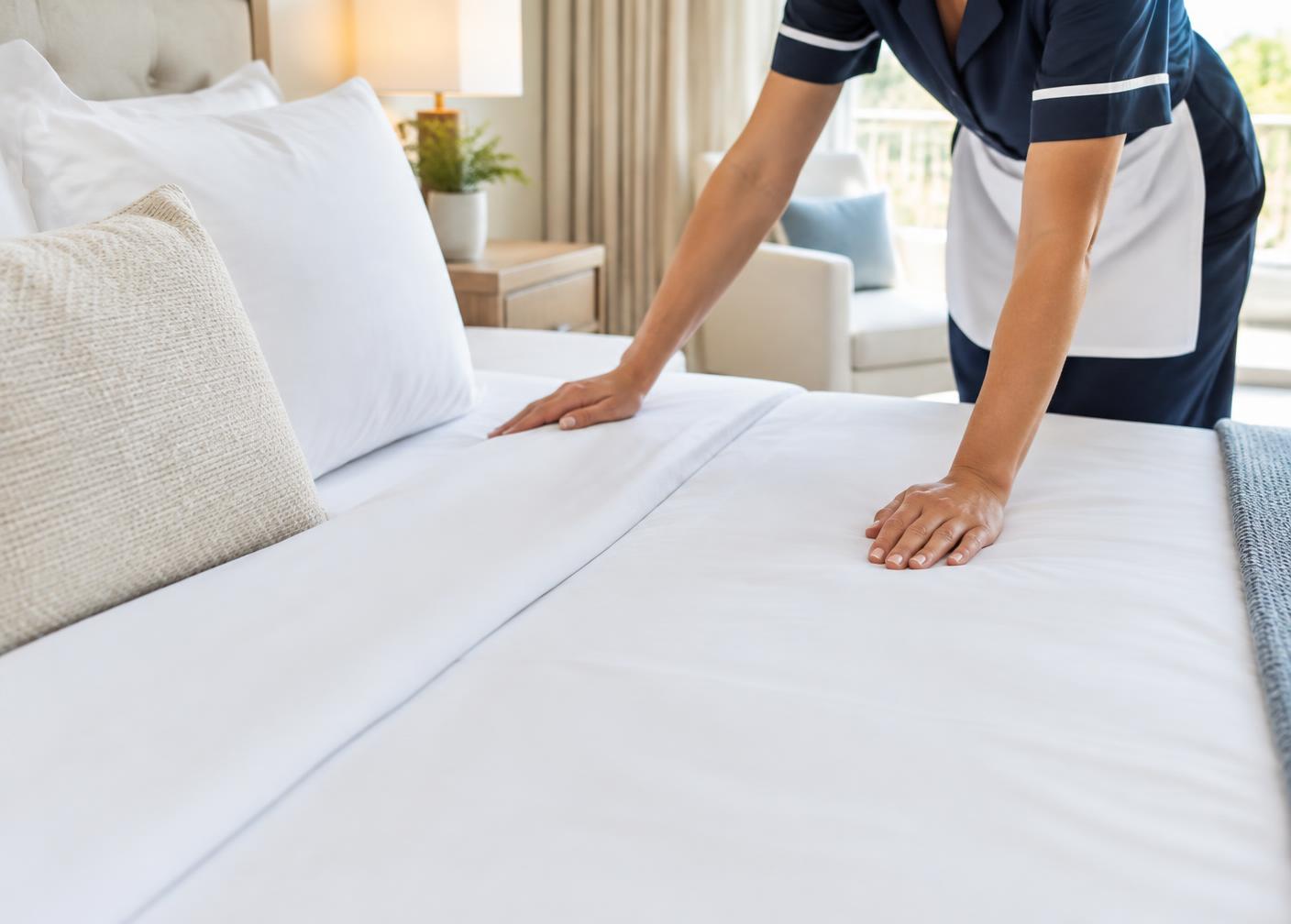 Professional short-term rental bed turnover